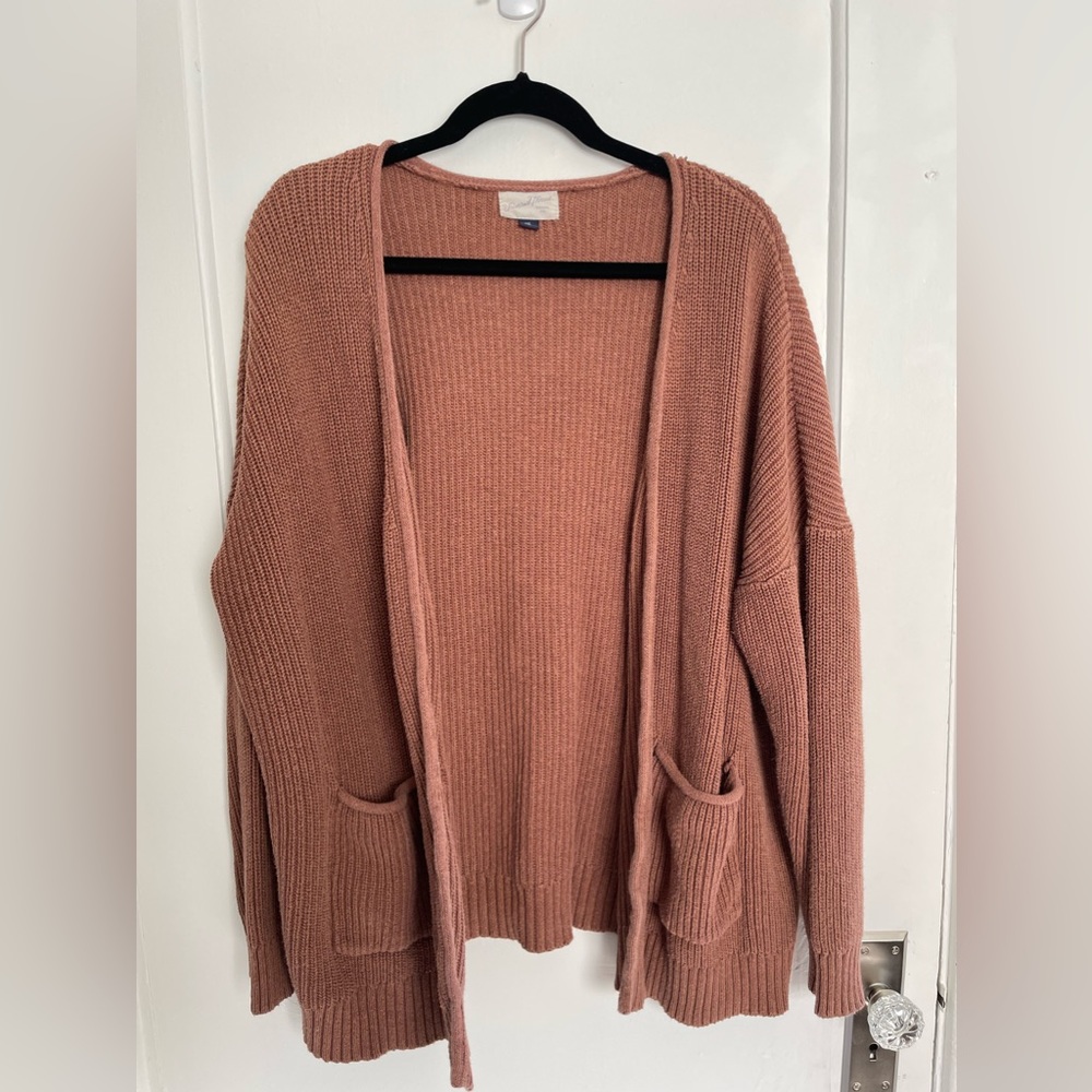 Rosy-orange knit cardigan